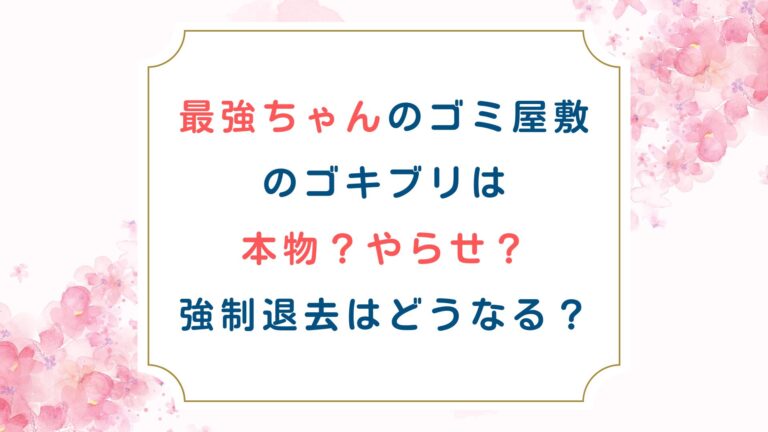 最強ちゃんのゴミ屋敷のゴキブリは本物？やらせ？強制退去はどうなる？